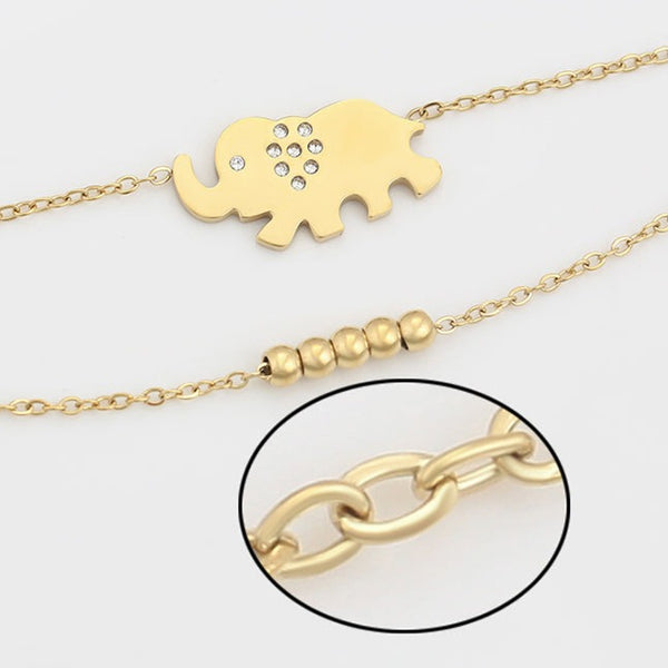 14k Gold Plated Lucky Elephant Anklet HNS Studio Canada