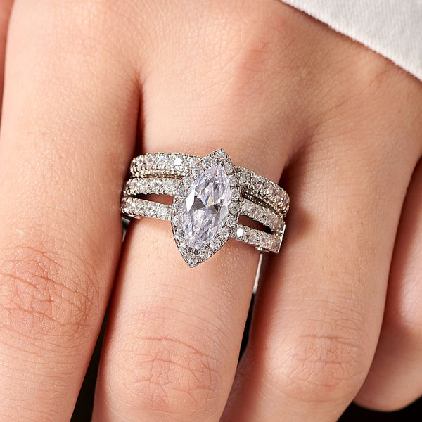 1.8 Carats Sterling Silver Women's Wedding Ring Set