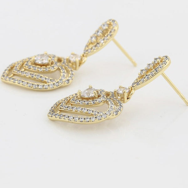 CZ Diamond Dangle Earrings Gold Plated HNS Studio Canada