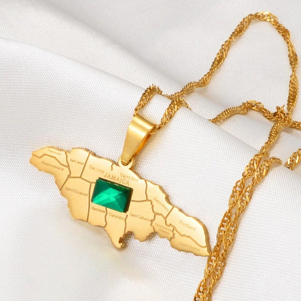 Jamaica Map Pendant Necklace HNS Studio Canada