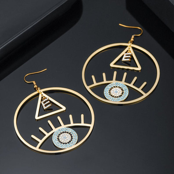 Personalized Evil Eye Earrings with Initial HNS Studio Canada