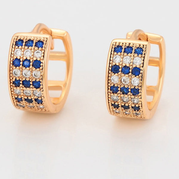 Chunky Blue Sapphire Huggie Hoops 18K Gold Plated HNS Studio Canada