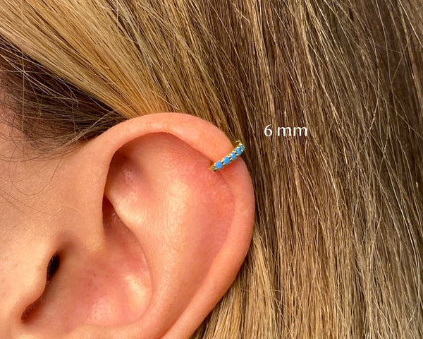 Turquoise Sterling Silver Huggie Hoop Earrings