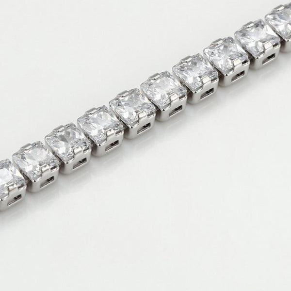 Princess Cut Tennis Silver Bracelet CZ Stones