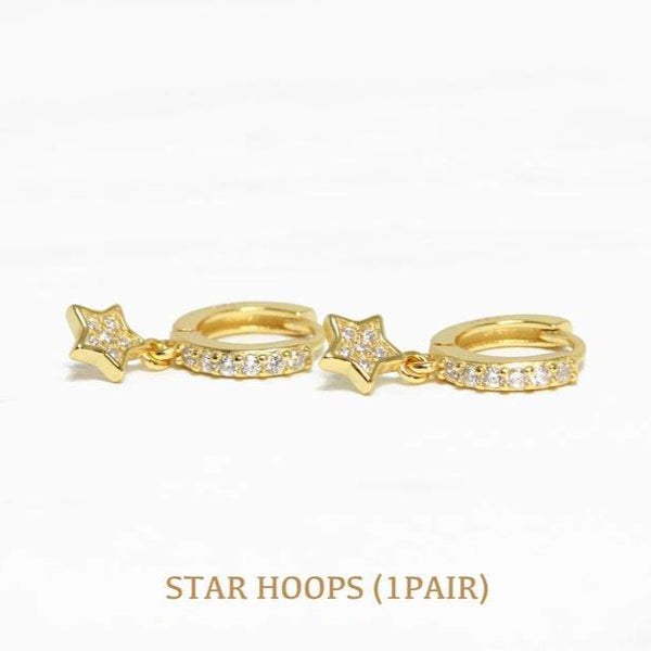 Moon and Star Hoop Earrings