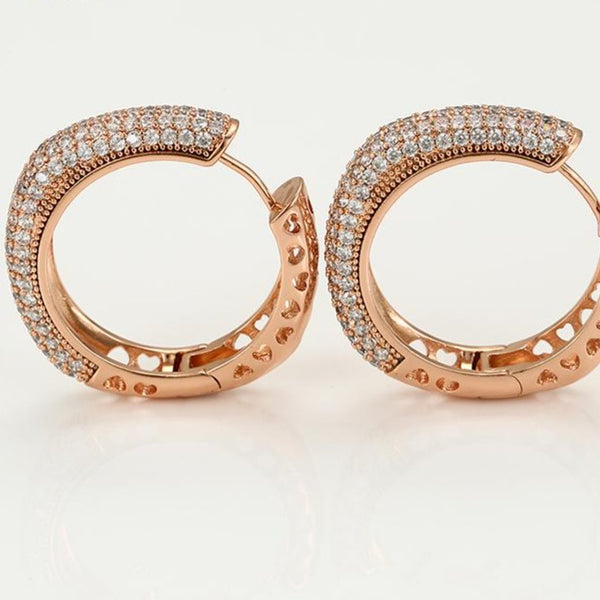 18k Rose Gold Plated CZ Big Hoop Earrings HNS Studio Canada