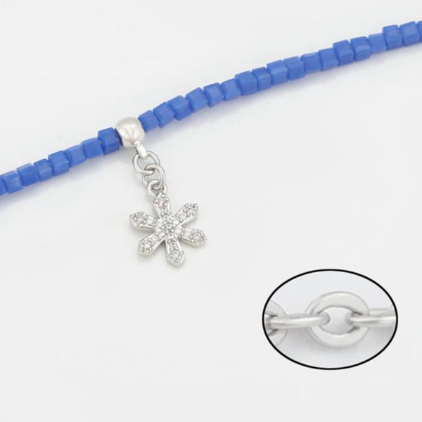Blue Beads Anklet with Snow Flake Charm HNS Studio Canada