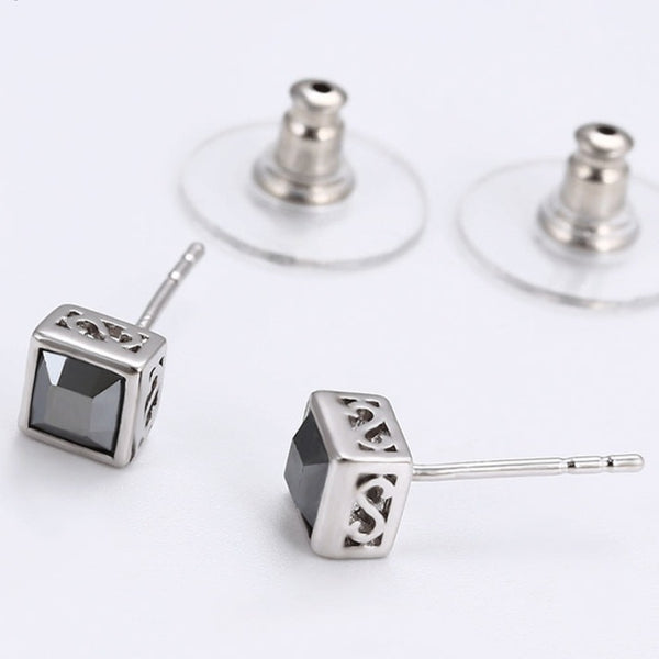 Black Square Stud Earrings HNS Studio Canada