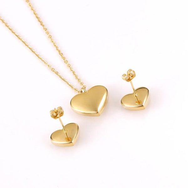 Gold Heart Necklace and Earrings Set HNS Studio  Canada