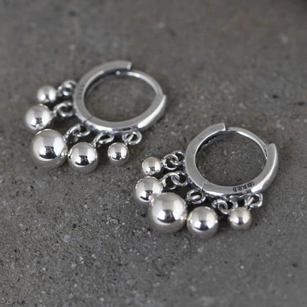 Silver Ball Hoop Earrings