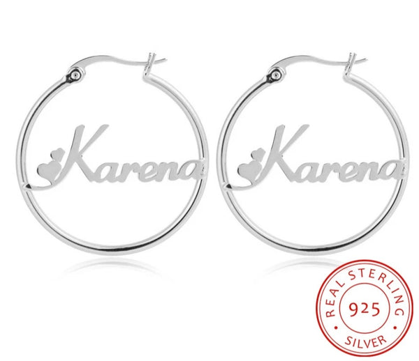 Sterling Silver Name Hoop Earrings HNS Studio Canada