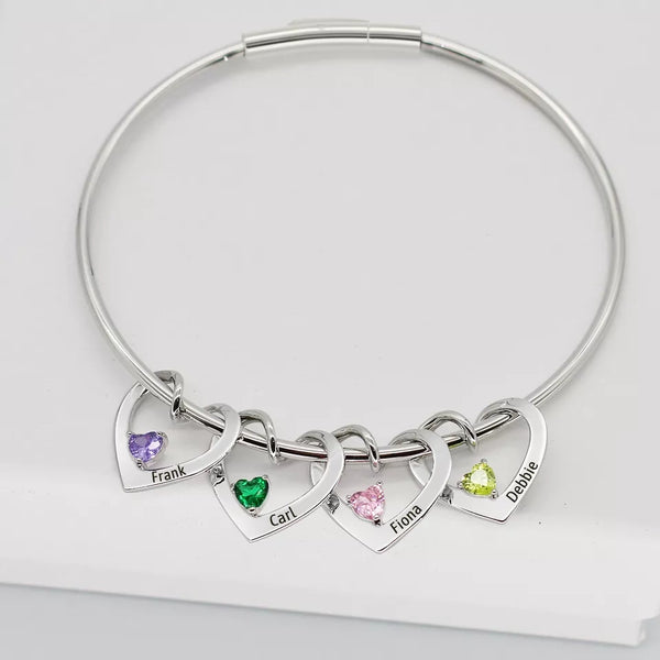 Mom Bracelet with kids Names and Birthstones HNs Studio Canada