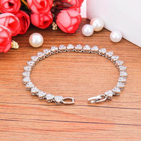 AAA Cubic Zirconia Heart Tennis Bracelet HNS Studio Canada