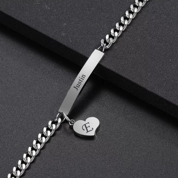 Baby Bar Name Bracelet With Heart Charm