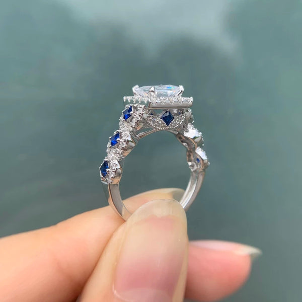 Princess Cut Sterling Silver Ring Set