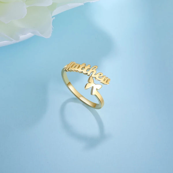 Personalized Name Ring with Butterfly HNS Studio Canada