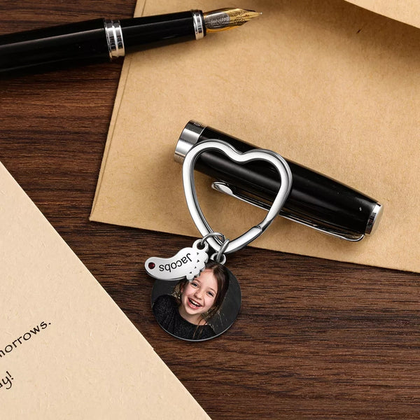 Custom Photo Calendar Keychain with Baby Feet Charm HNS Studio Canada
