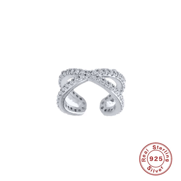 Sterling Silver Ear Cuffs with Cubic Zirconia