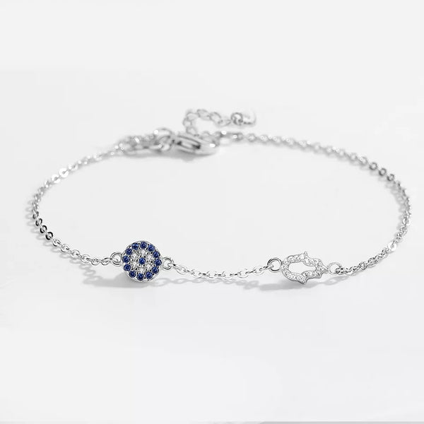 Evil Eye Bracelet with Hamsa Hand Sterling Silver HNS Studio Canada