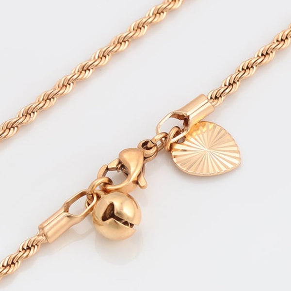 Twisted Rope 18k Gold Plated Anklet with Heart HNS Studio Canada