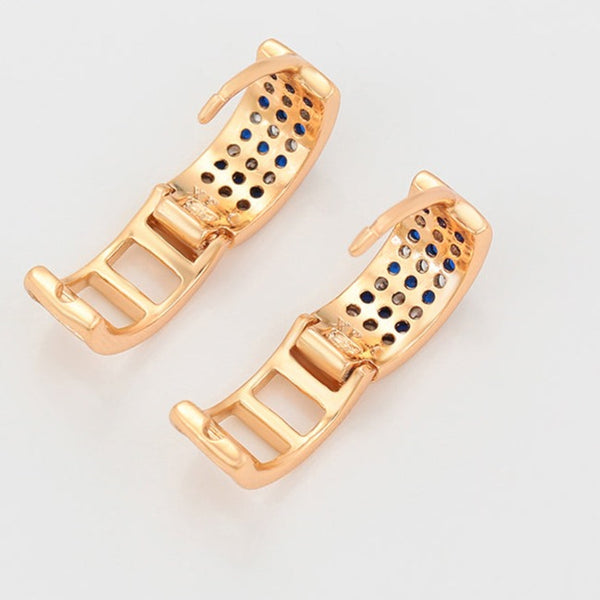 Chunky Blue Sapphire Huggie Hoops 18K Gold Plated HNS Studio Canada