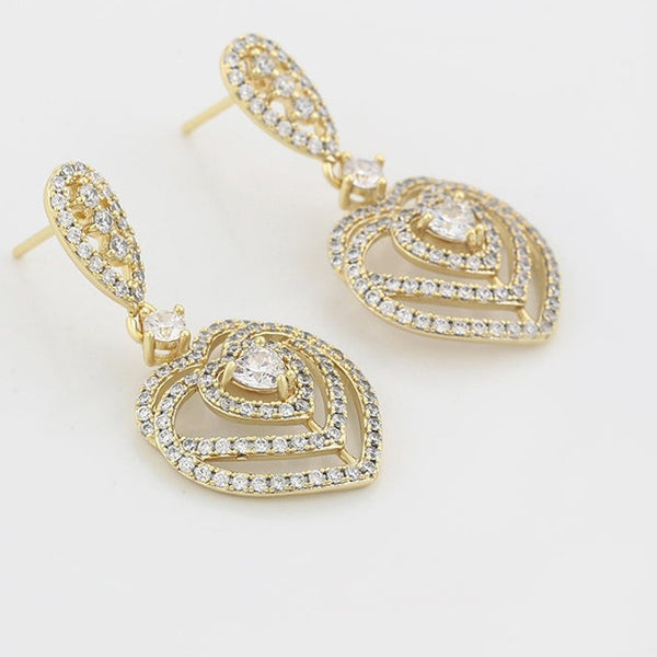 CZ Diamond Dangle Earrings Gold Plated HNS Studio Canada