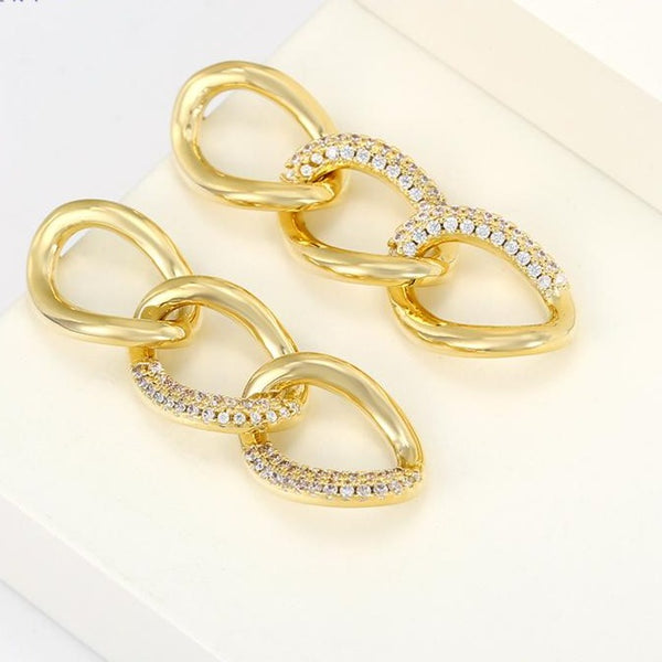 Sparkling Link Gold Chain Earrings HNS Studio Canada