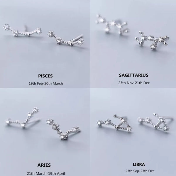 Constellation Zodiac Stud Earrings Sterling Silver HNS Studio Canada