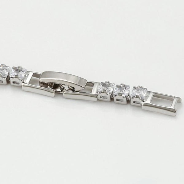Princess Cut Tennis Silver Bracelet CZ Stones