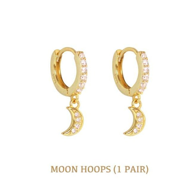 Moon and Star Hoop Earrings