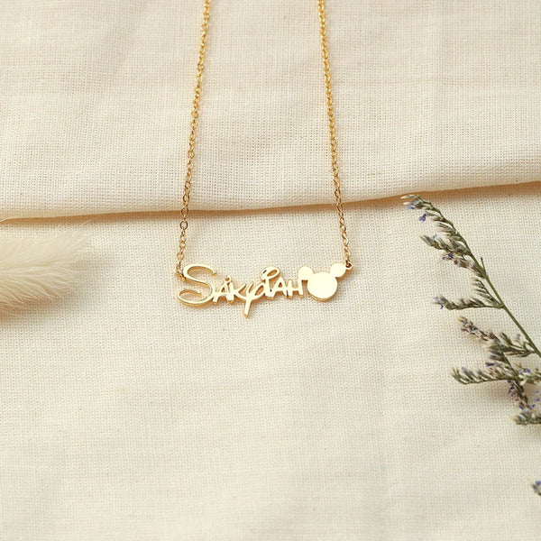 Disney Font Name Necklace with Mickey Mouse HNS Studio Canada