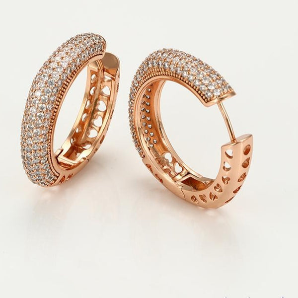 18k Rose Gold Plated CZ Big Hoop Earrings HNS Studio Canada
