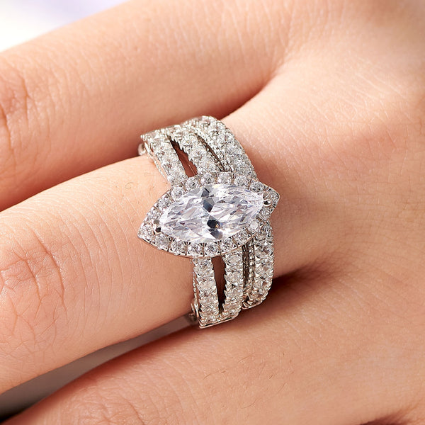 1.8 Carats Sterling Silver Women's Wedding Ring Set