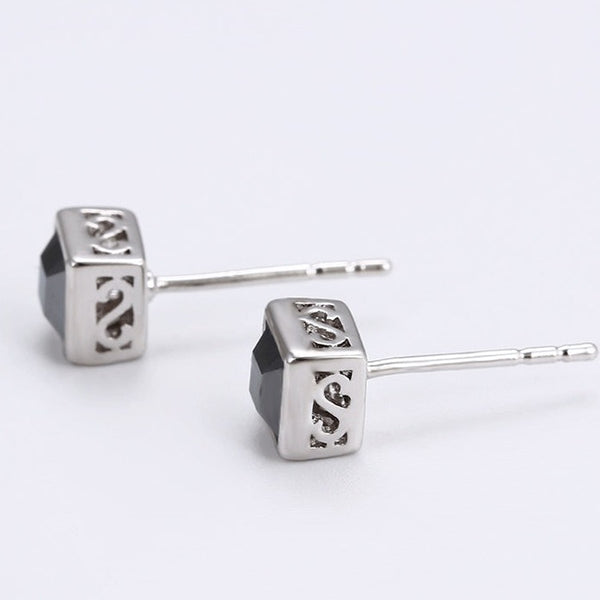 Black Square Stud Earrings HNS Studio Canada