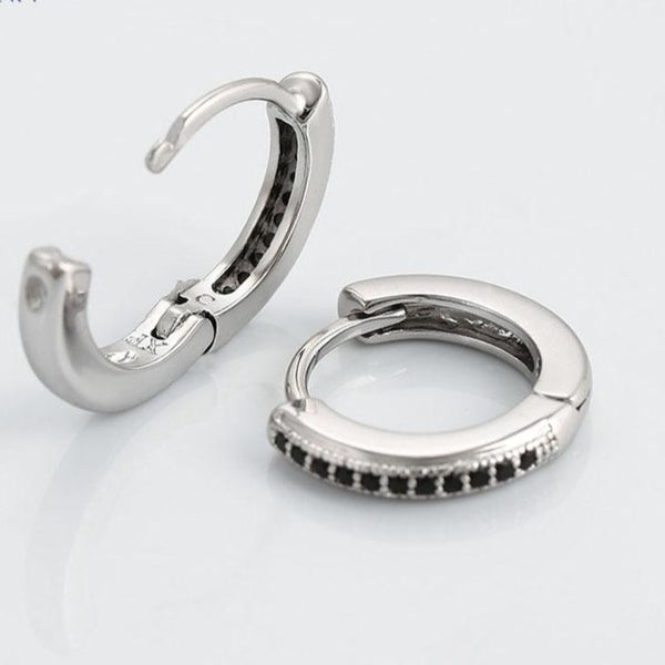 Silver Black CZ Hoops HNS Studio Canada