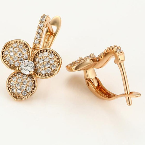 Pave CZ Gold Earrings