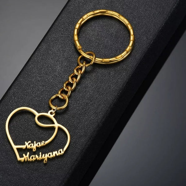Personalized Two Names Heart Keychain HNS Studio Canada
