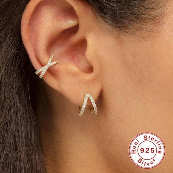 Sterling Silver Ear Cuffs with Cubic Zirconia