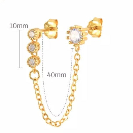 925 Sterling Silver Chain Earrings for Double Piercing HNS Studio Canada