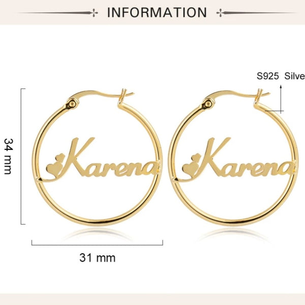 Sterling Silver Name Hoop Earrings