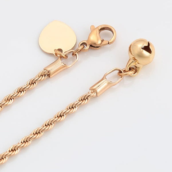 Twisted Rope 18k Gold Plated Anklet with Heart HNS Studio Canada