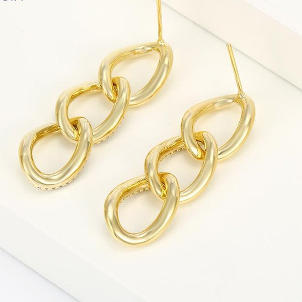 Sparkling Link Gold Chain Earrings HNS Studio Canada
