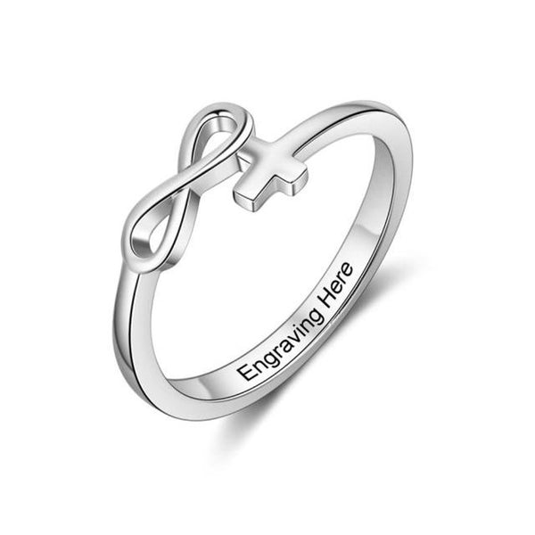 Personalized Name Cross Infinity Ring HNS Studio Canada
