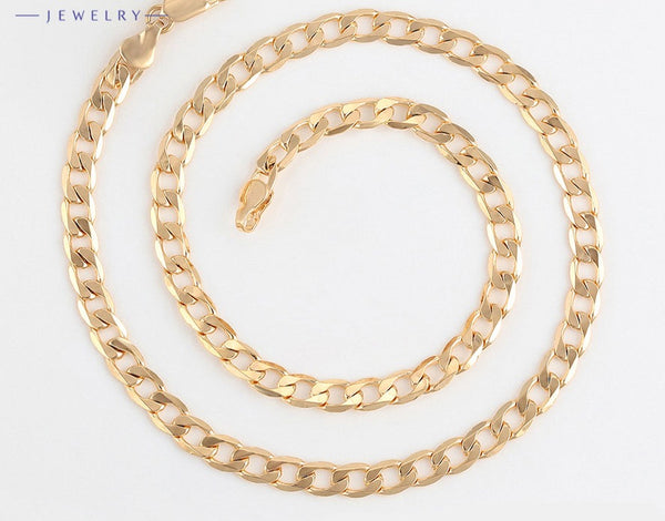 Gold Curb Chain Men's Necklace-6mm