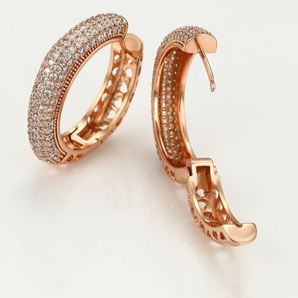 18k Rose Gold Plated CZ Big Hoop Earrings HNS Studio Canada