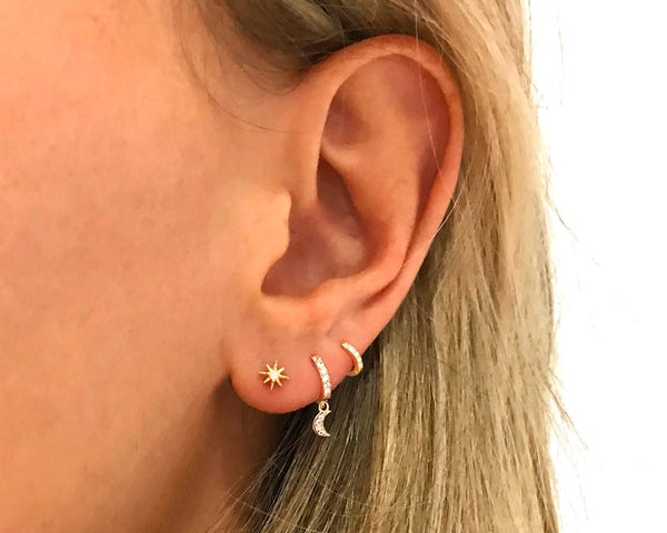 Moon and Star Hoop Earrings