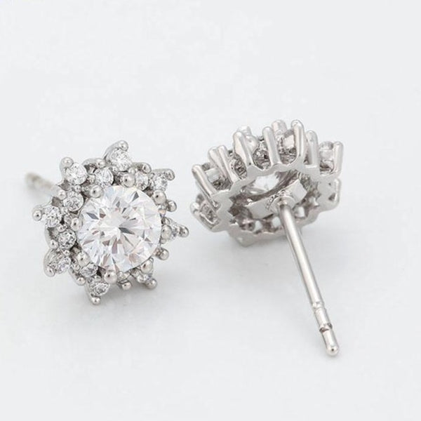 Halo Cubic Zirconia Stud Earrings HNS Studio Canada