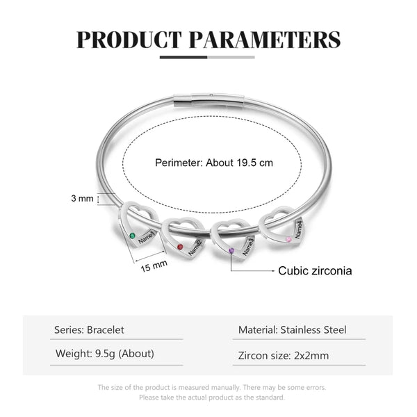 Mom Bracelet with kids Names and Birthstones
