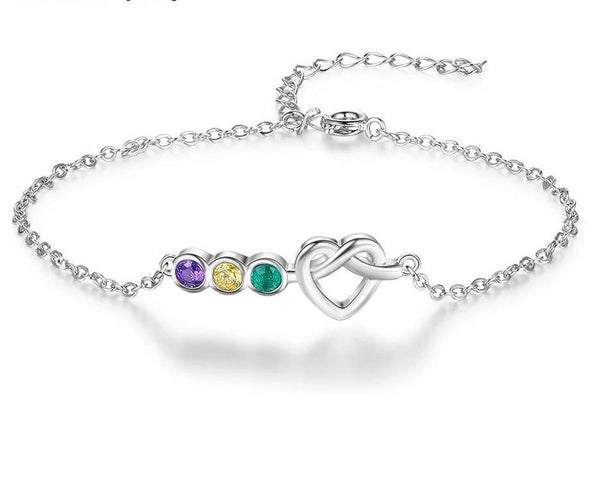 Personalized Love Knot Bracelet with Birthstones