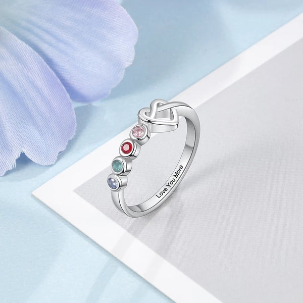 Knotted Heart Birthstone ring